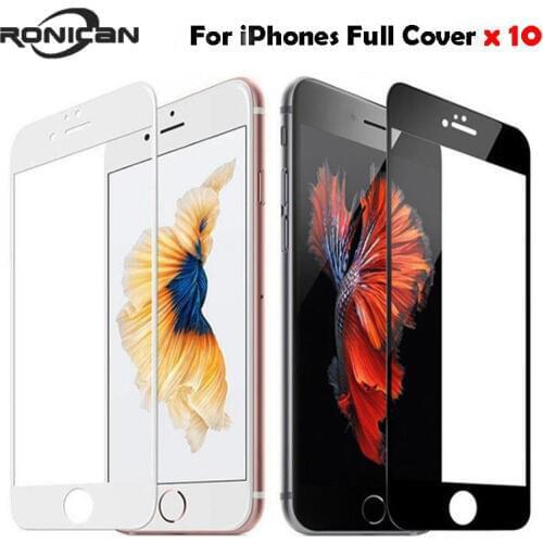 10Pcs 9H 0.2mm Full Cover Tempered Glass on iPhone 7 8 Plus Explosion-Proof Screen Protector Film For iPhone 6 6s Plus XR XS MAX