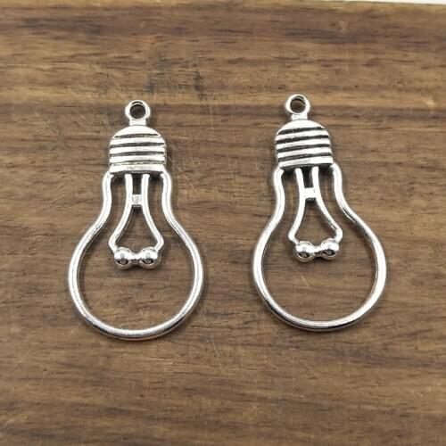10pcs Light Bulb Charms 35*19mm Tibetan Silver Plated Pendants Antique Jewelry Making DIY Handmade Craft
