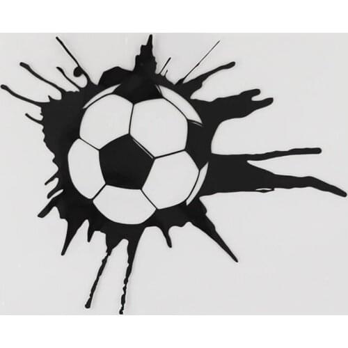 14.5CMX12.4CM Soccer Sport Ball Sports Art Decal Vinyl Car Sticker Black/Silver