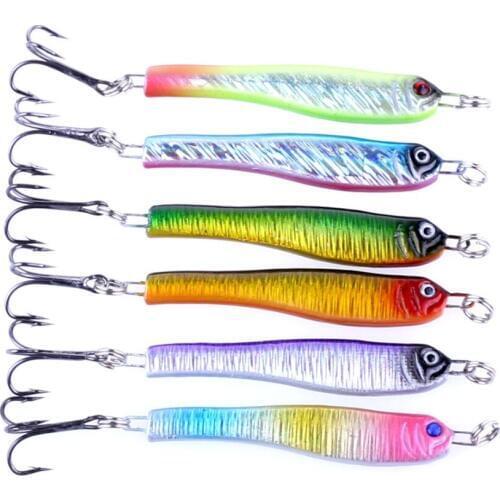 6Pcs 5.7cm 20g Hard Metal Jig Fishing Lure With Hook Bass Fishing Tackle Sinking Wobblers