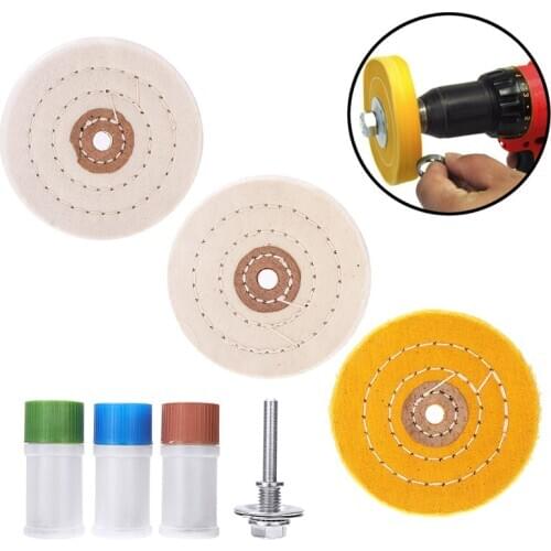 7pcs/set Metal Polishing Wheel Tool Buffing Cloth Wheel and Compound Polish Kit for Drill Cleaning Abrasive Tools