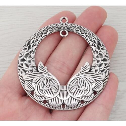 10 x Large Tibetan Silver Chandelier Earrings/Necklace Connectors Round Charms Pendants for Jewelry Making 59x59mm