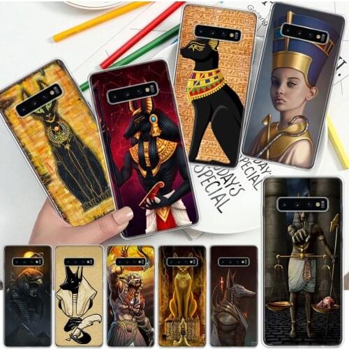 Egypt Nefertiti Anubis Ankh Cat Soft Cover Phone Case For Samsung Galaxy S10 S21 S20 FE S9 S8 S7 Note 10 9 8 Plus Ultra Lite J4