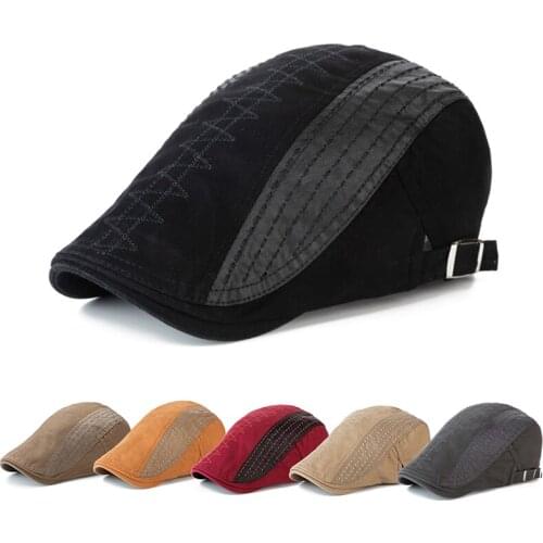 CNTANG Brand New Berets Men Fashion Vintage Hat Visor Flat Skull Cap Beret Newsboy Caps For Mens Cotton High Quality Adjustable