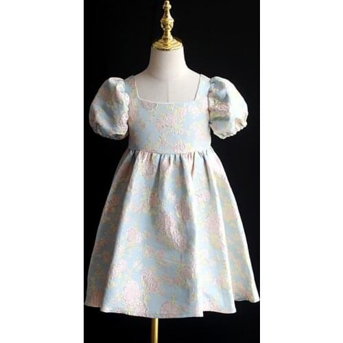 Baby Girls First Birthday Party Dresses For Children Princess Ball Gown Infant Bubble Sleeves Floral Dress Toddler Girl Vestidos