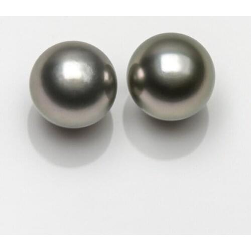 Expensive 8-9 mm Round Genuine Tahitian Cultured Gray Loose Pearl Undrilled 2pcs