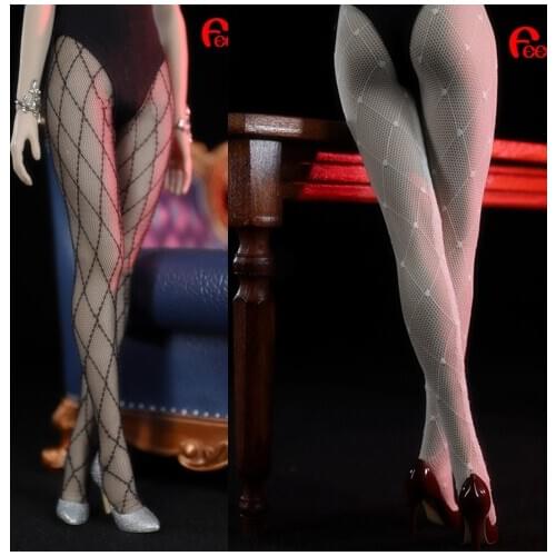 FT017 1/6 Scale Sexy Female Grid Pattern Black Pantyhose Stocking Model Figure Accessory For 12'' Female Body