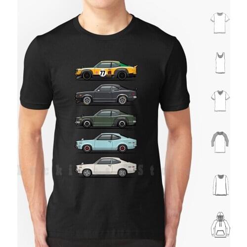 Stack Of Mazda Savanna Gt Rx - 3 Coupes T Shirt DIY 100% Cotton 6xl Car Race Car Motorsports Mazda Rx3 Gt Savanna Coupe Suzuka