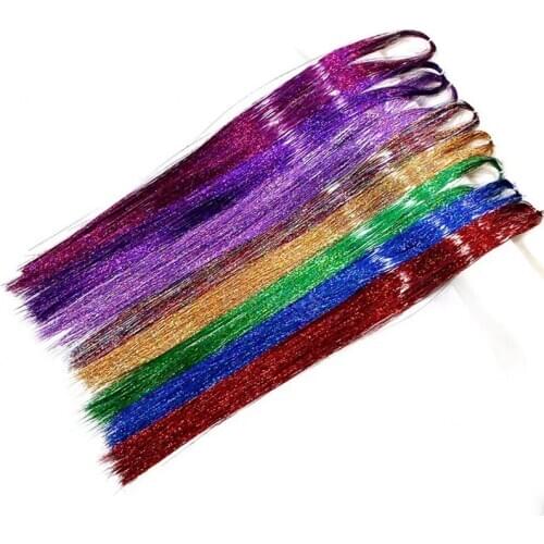 10packs Sparkle Hair Tinsel Bling Hair Secoration For Synthetic Hair Extension Glitter Rainbow For Girls And Party 115cm