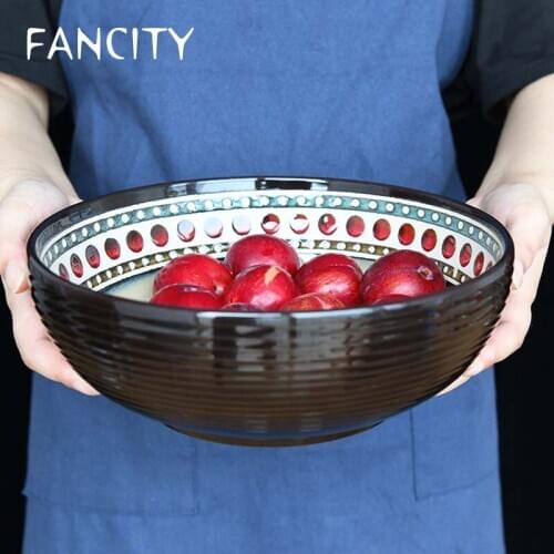 FANCITY Creative kiln glazed ceramic tableware hand-painted soup plate deep plate salad plate flat plate steak plate househ