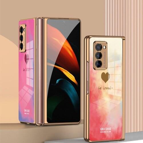 Mate X2 Funda Case for Huawei Mate X2 Plating Gradient Colorful Rainbow Coque Tempered Glass Phone Case Cover Mate X2 Capa