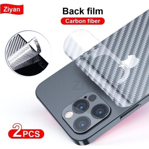 2Pcs Carbon Fiber Matte Back Film For iphone 12 Mini 11 Pro XR X XS Max 7 8 6S Plus Transparent Scratch Resistant Phone Sticker