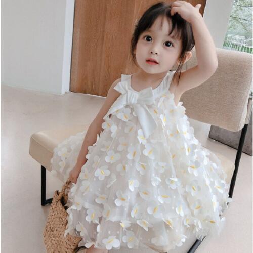 Fashion Infant Kid Girl Floral Dress Elegant Summer Sleeveless Off Shoulder Party Club Princess Cute Sweet Dress