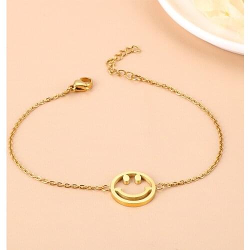Fashion Simple Smiley Stainless Steel Bracelet Gold Silver Color Rose Gold Color Woman Accessories