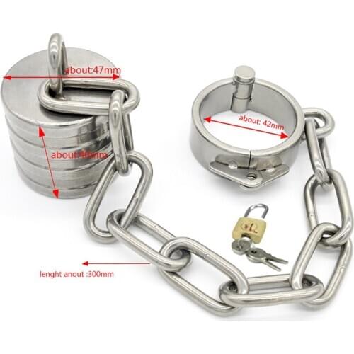 304 Stainless Steel Male Chastity Device Penis Trainer Sex Toys For Men Penis Cock Ring Pendant Ball Scrotum Testicle Lock Clamp