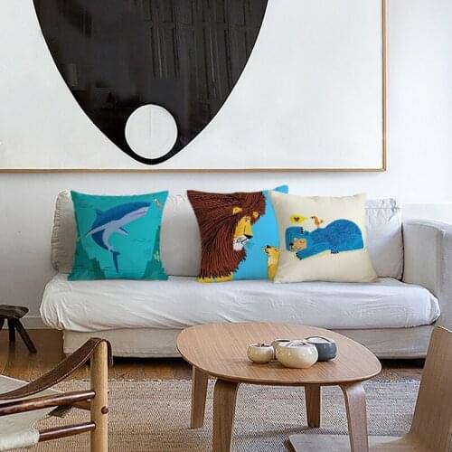 Cotton Animal Cushion Cover Linen Pillow Cover For Living Room Sofa Decorative Kussenhoes Nordic Housse de Coussin Home Decor