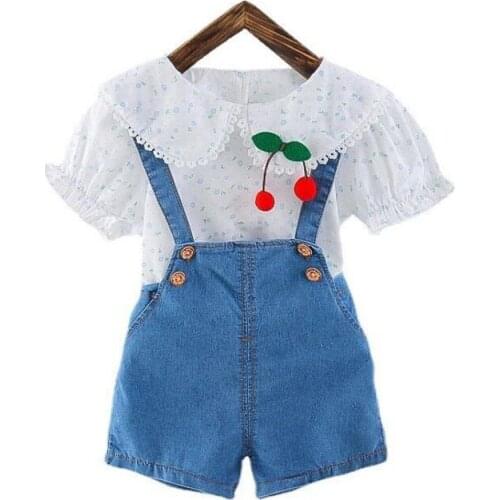 New Summer Baby Girl Clothes Cute Children Fashion T-Shirt Strap Shorts 2Pcs/Sets Toddler Casual Costume Outfits Kids Tracksuits