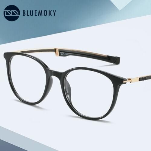 BLUEMOKY Round Anti Blue Light Reading Glasses Men Women Portable Magnet Hanging Neck Computer Gaming Reading Glasses Eyewear