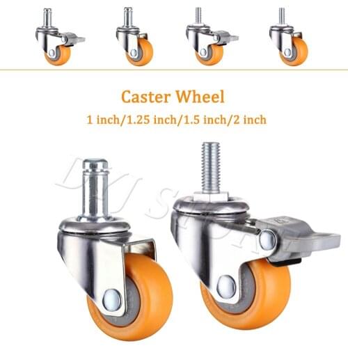 1/1.25/1.5/2 Inch Orange Caster Wheel 360 Degree Swivel Caster Wheel Nylon Wheels No Noise Wheels For Shopping Cart Trolley