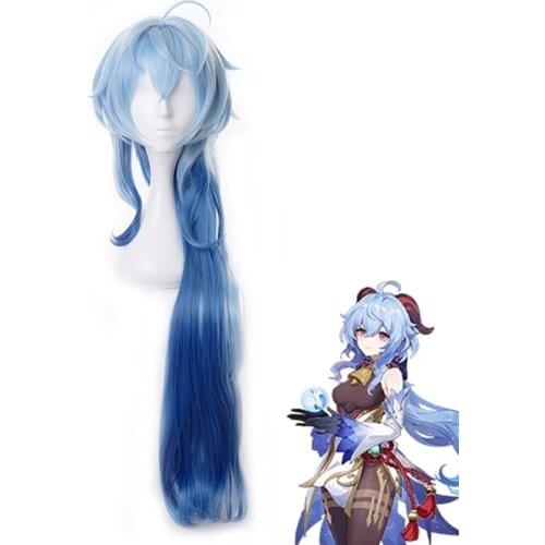 Game Genshin Impact Cosplay Halloween Ganyu Cosplay Wig Genshin Impact Gan Yu Cosplay Hair + Wig Cap