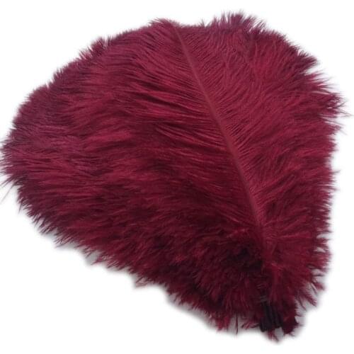New 10-200pcs Wine red Ostrich Feathers for crafts DIY needlework feathers for jewelry making Wedding Decoration Plumes 15-55cm
