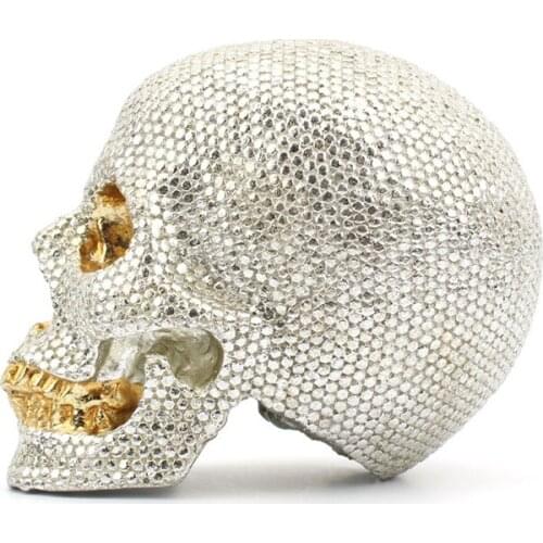 Luxury Style Golden Resin Craft Skull Horror Statue Creative Statue Sculpture Birthday Gift Home Office Vintage Decoration Skull