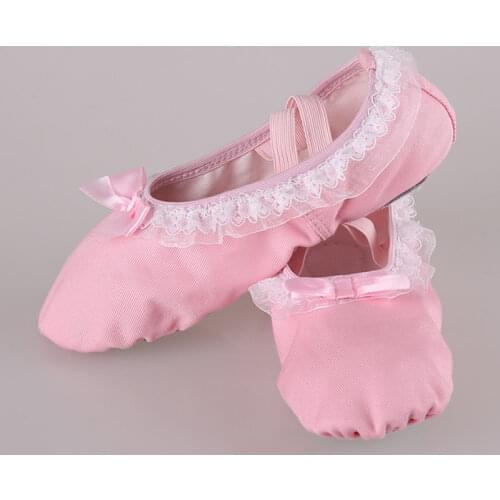Pink Lace Adult Canvas Dance Shoes for Ladies Soft Split Sole Ballet Shoes Women New Stock Ballet Dancing Shoes