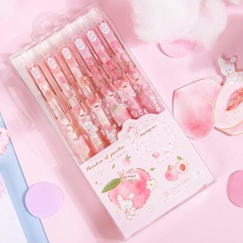 1Pcs 0.5mm Fresh Peach Gel Pen Kawaii Strawberry Fruit Press Pen Neutral Pen School Writing Supplies Gift