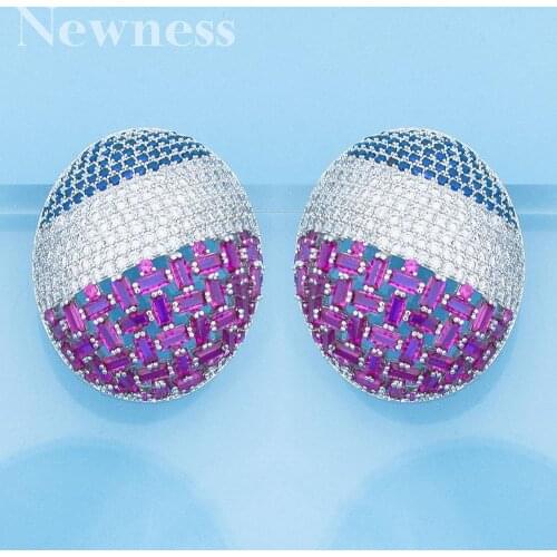 Newness BIG Luxury Geometric Full Mirco Paved Micro Zirconia Women Bridal Dress Wedding Everyday Drop Earring Fashion Jewelry