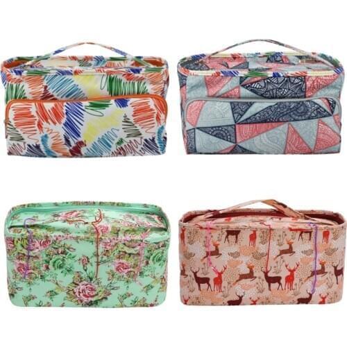 Yarn Storage Bag Knitting Organizer Bag Portable Knitting Tote Bag for Sewing Weave Tools with Multi-Divider Pocket