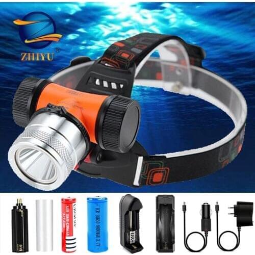 ZHIYU Double Lamp Bead T6 L2 LED Diving Headlamps High Power 3AAA 18650 26650 Battery White Yellow Ultraviolet Head Flashlights
