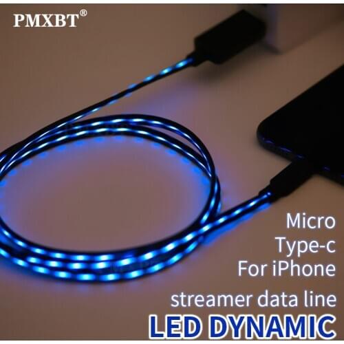 LED Glow USB Charge Cable Micro USB Type C Lighting Fast Charging Wire Telephone Cable for iPhone Samsung Data Sync Charger Cord