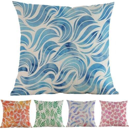 Fresh Watercolor Geometry Hand Painted Flower Heart Monochrome Filling Vector Pattern Pillow Case Home Decoration Cushion Cover