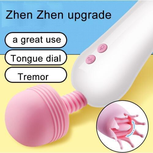 Magic Wand Vibrator Headgear AV Stick Cap Realistic Tongue Stimulator G Spot Clitoris Massager Adult Sex Toys For Women Female