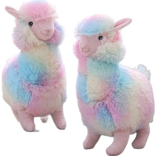 Explosion cartoon cute colorful sheep alpaca doll pillow doll plush toy creative gift fashion high-end DIY kids doll decoration
