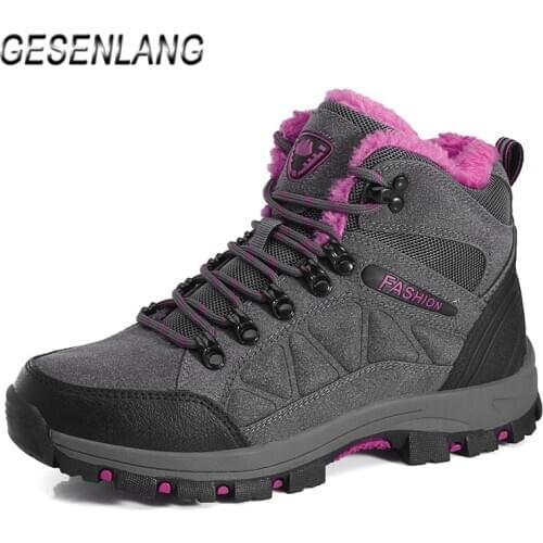 Winter Womens Hiking Shoes Outdoor Climbing Hunting Snow Walking Non-Skid Plus Fur High Top Warm Comfortable Trekking Boots NEW