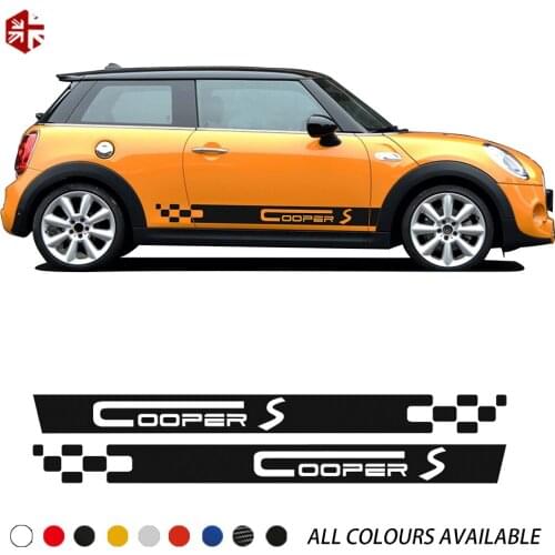 2 Pcs Car Door Side Stripes Sticker Racing Stripes Body Decor Vinyl Decal For MINI Cooper S F56 2014-On One JCW Accessories