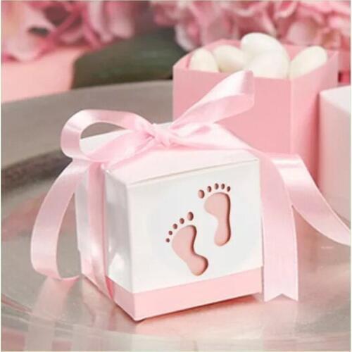 20pcs/Set Baby Girl And Boy Paper Gift Box Party Baby Shower Candy Box Baby Car Feet Birthday Party Decorations Kids