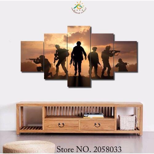 3-4-5 Pieces Soldiers Sunset Painting Wall Art ChildrenS Room Decor Print Poster Picture Printed Canvas Painting
