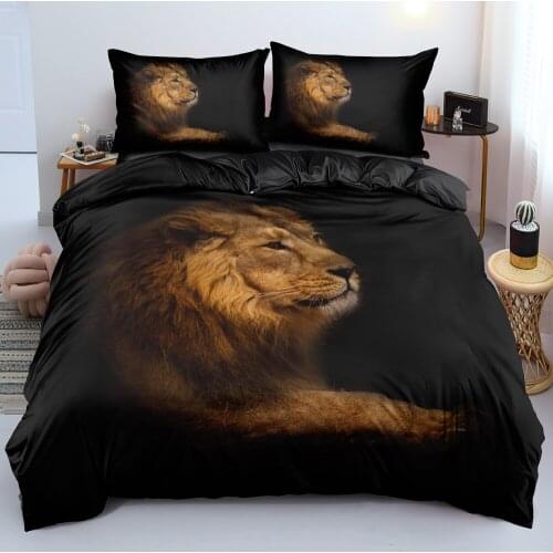 3D Animal Duvet Cover Set Black Bedclothes Quilt Covers Pillow Case Full Twin Single Double Size Lion Custom Design Bedding Sets