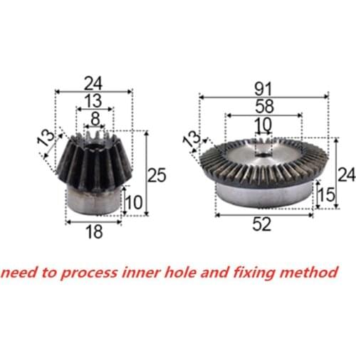 4:1 bevel gear 1.5modulus 15teeth with 60teeth inner hole8-10mm 90 degree drive reverse steel gear steel gear
