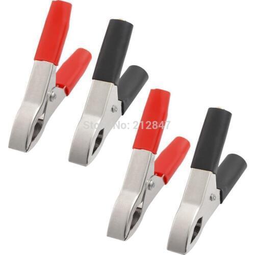 4 Pcs Plastic Boot Coated Metal Battery Alligator Clips 50mm 15A