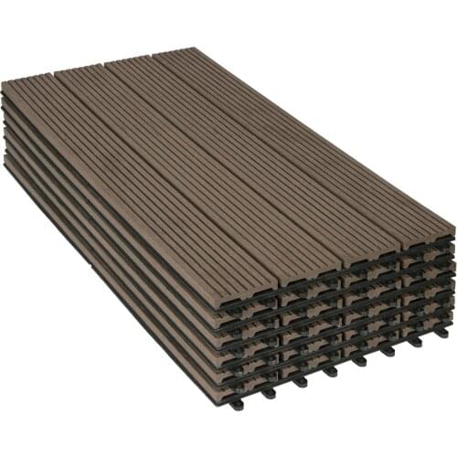 6PCs /1 m² Garden Floor Boards WPC Decking Tiles 30x60cm for Garden Terrace Plug-in System for Fixing WPC Floor Tile Cover