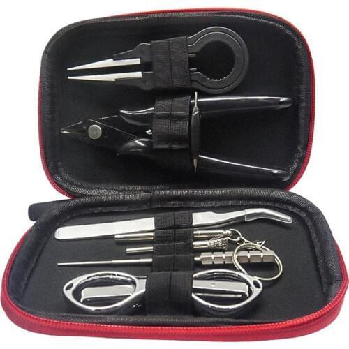 9Pcs Vape DIY Tool Bag Electronic Cigarette Ceramic Tweezers Pliers Wire Coil Jig Cleaner Heaters Coil Jig Winding Kit
