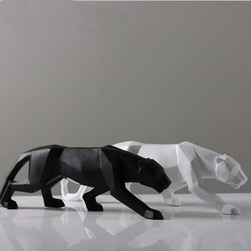 Abstract Geometric Style Resin Panther Statue Animal Figurine Home Decor Office Desktop Living Room Decoration Christmas Gifts