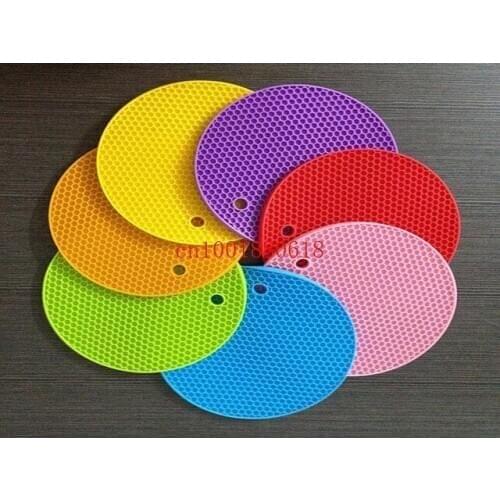 Free Shipping 10 colors for choice Health Kitchen Round Silicone Table Mats Pads 18cm Size,300pcs/lot