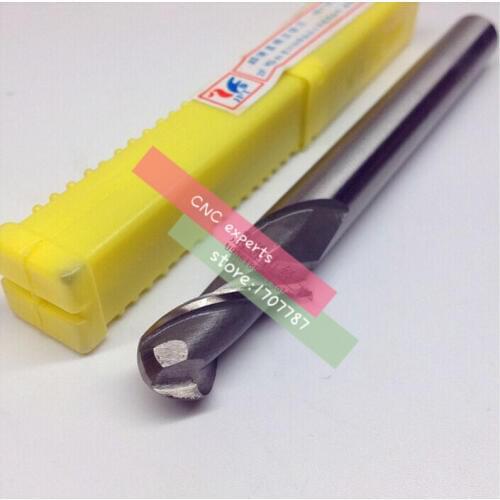 Free shipping High Quality 2pcs R6.0~R10.0 Lengthen Ball end milling cutter , 2 Flute HSS & Aluminium End Mill Cutter CNC Bit