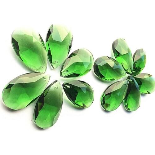 Free Rings Green 38*22mm (50pcs) K9 Crystal Chandelier Accessories For Hanging Wedding Party Decoration Suncathers