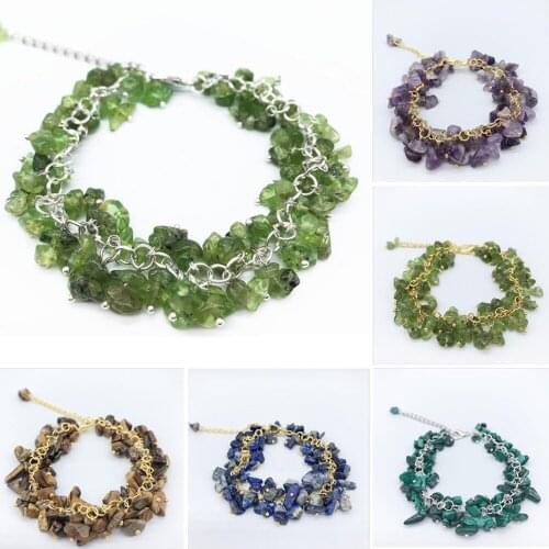 Natural Stone Gravel Beads Bracelet on Hand for Women Jewelry Party Wedding Luxury Gift Set Handwork Chain Bracelet Accessories