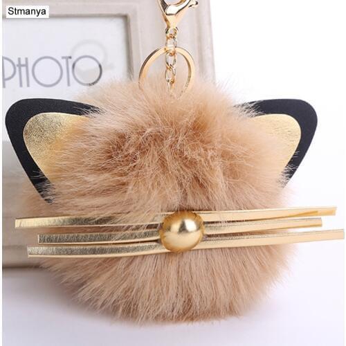 Hot Men Cute kitten Hair ball Pendant High Quality Key Chain Bag Fashion Accessories New Women Best gift Jewelry K2064